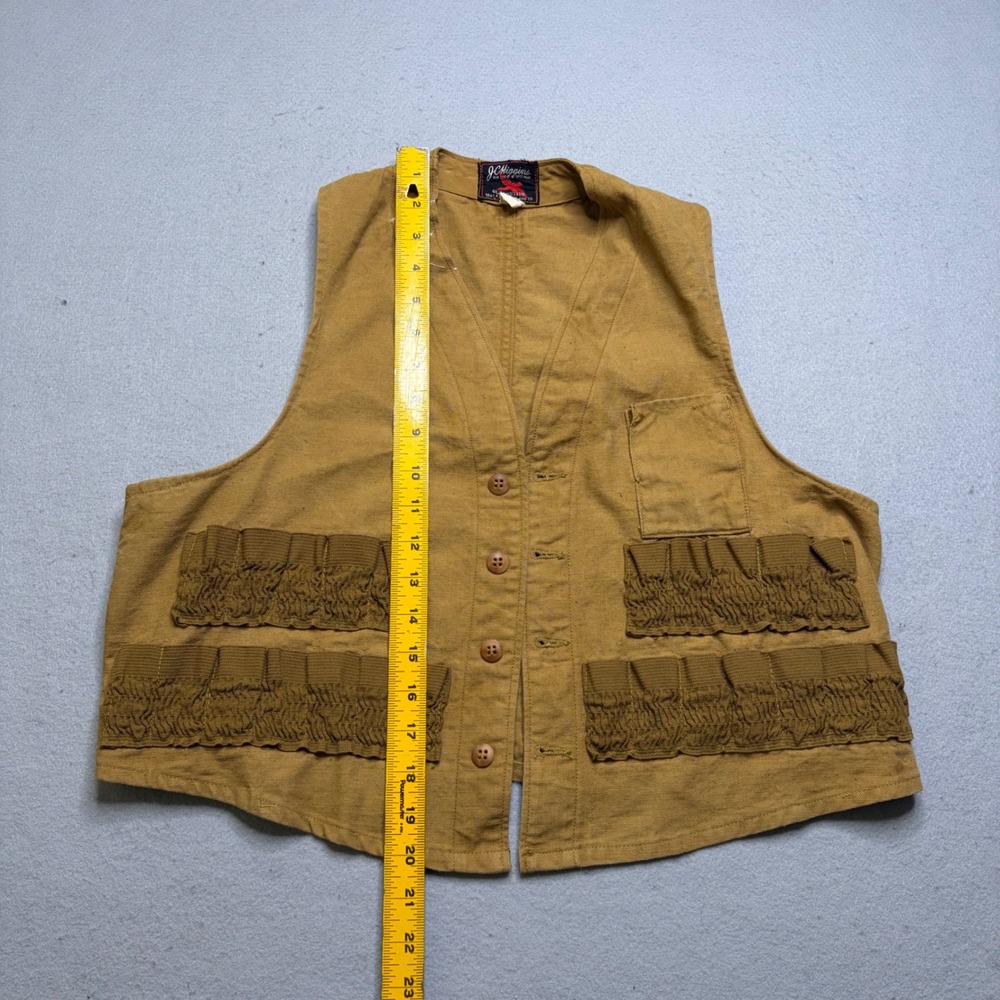 JC Higgins Hunting Vest Womens M Tan Sears Roebuck Vintage Canvas Shell Loops - Picture 9 of 11